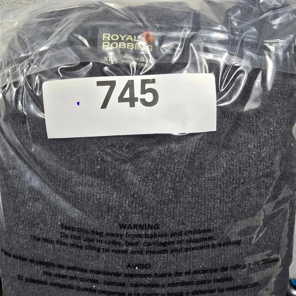 Royal Robbins Mens XL Gray Sweater V-Neck Wool Blend Striped Sleeve ROY-S26